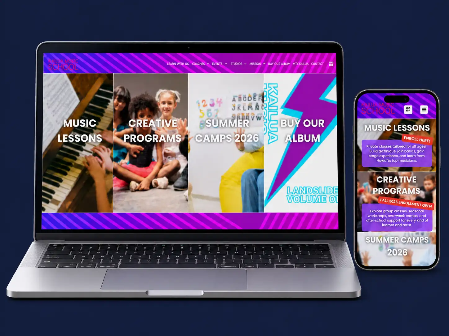 Kailua Music School website built by Elevatrix Solutions