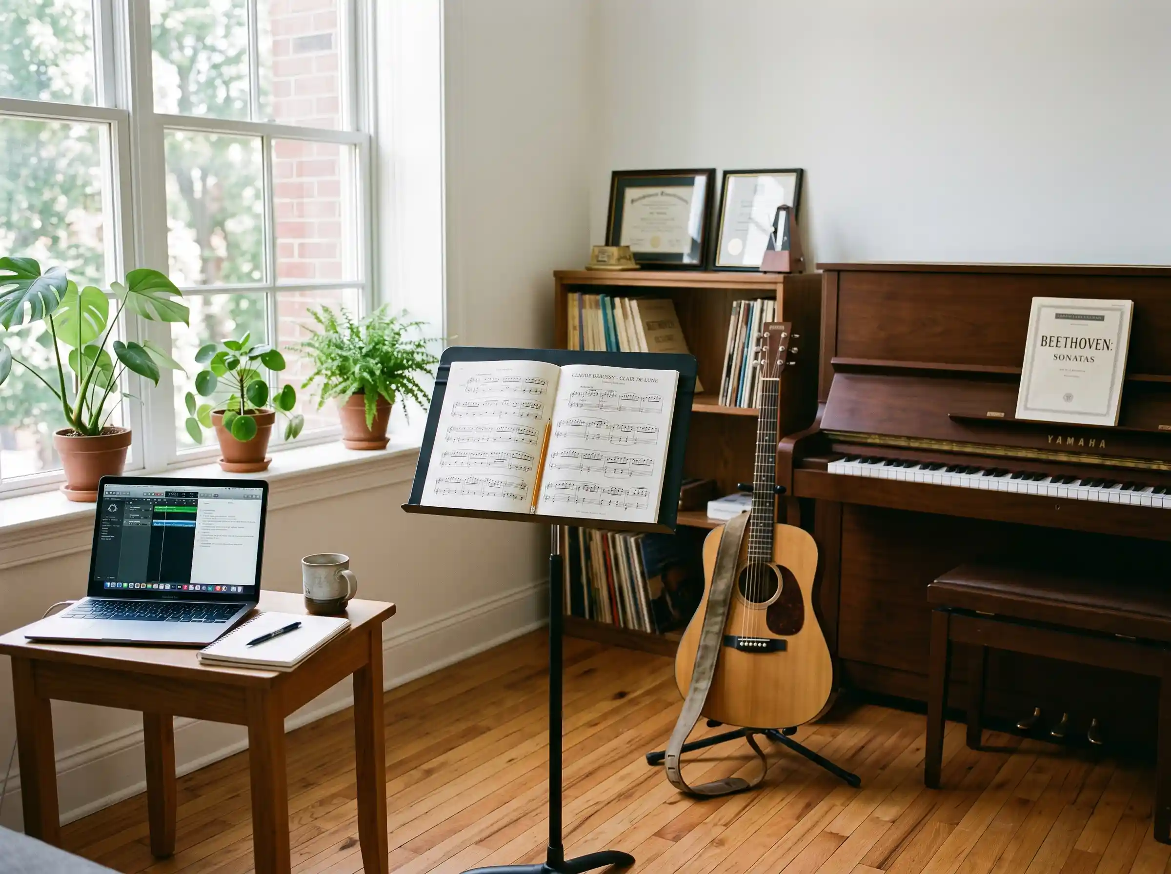Music school website design showing lesson programs and booking